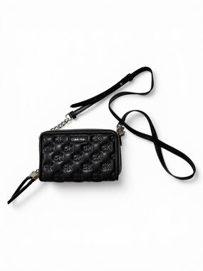 Calvin Klein Black Quilted CK Logo Crossbody Wallet